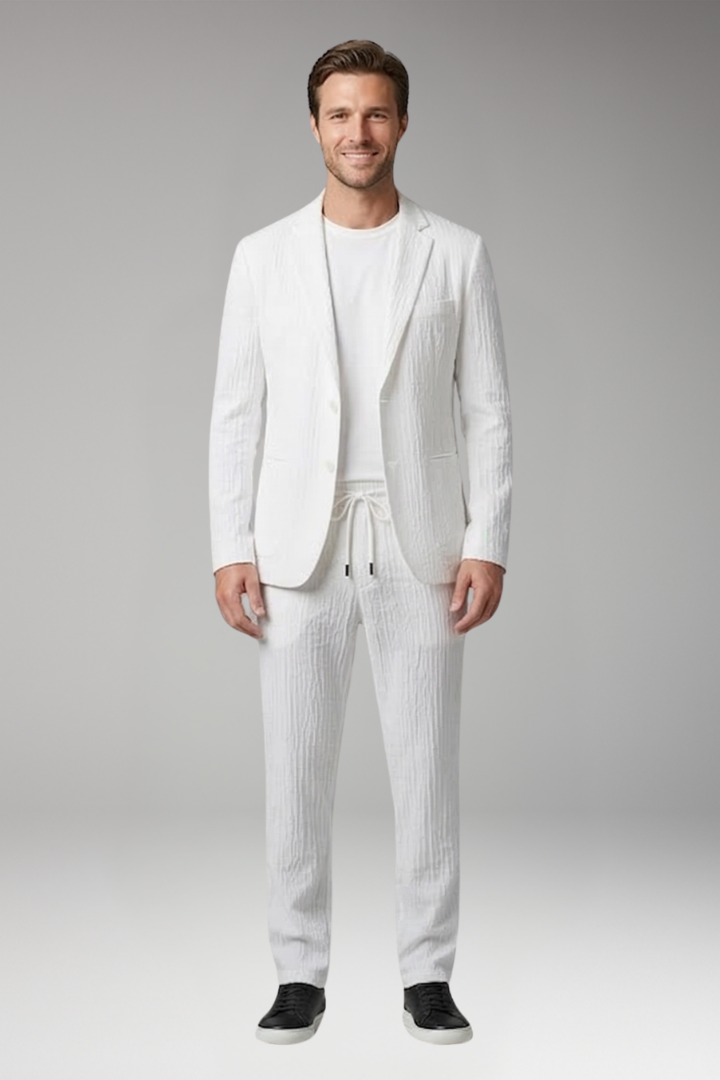 Men's 2-Piece Set with Notched Collar for All-Season Wear