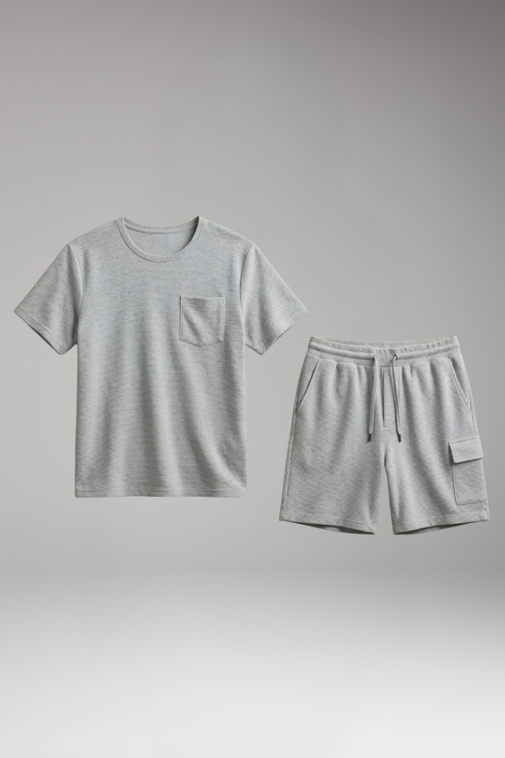 Men's 2-Piece Set with Round Neck for Summer