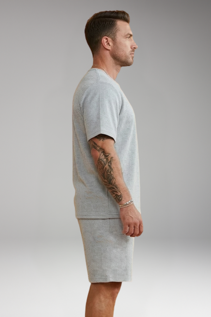Men's 2-Piece Set with Round Neck for Summer