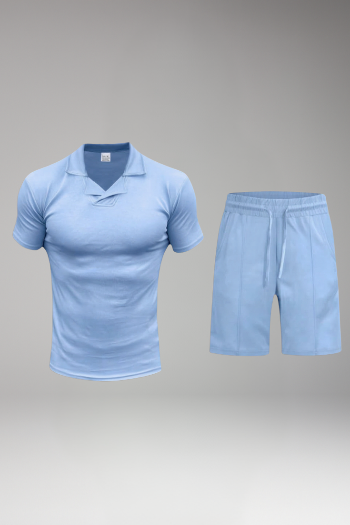 Men's 2-Piece Set with Stand Collar for Summer