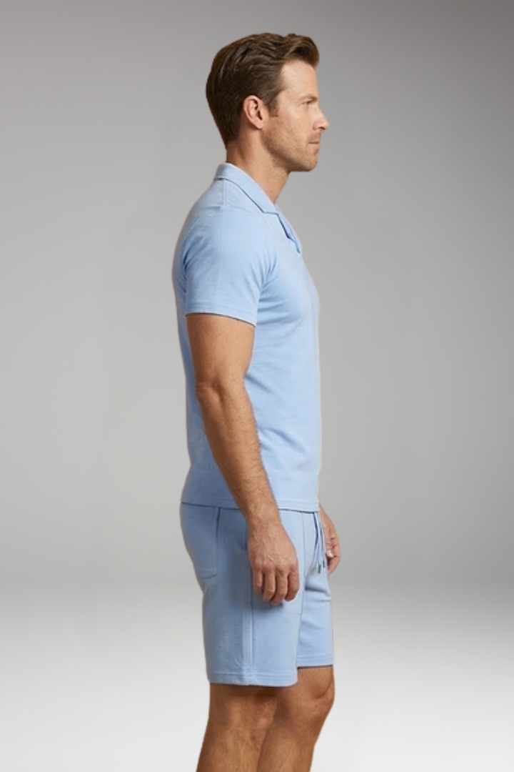 Men's 2-Piece Set with Stand Collar for Summer
