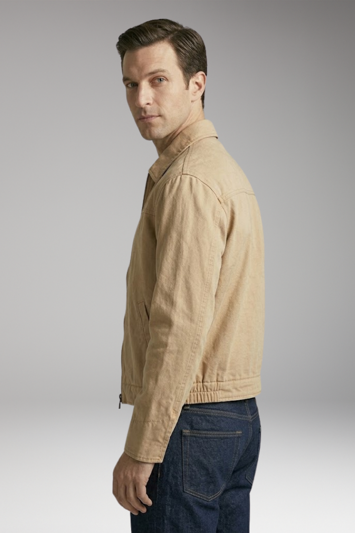 Men's Bomber Jacket with Classic Collar and Utility Pockets