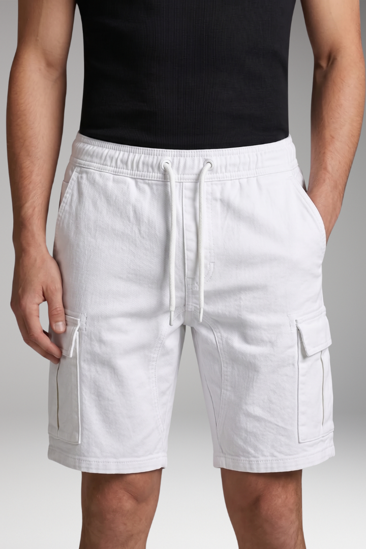 Men's Cargo Shorts with Elastic Waistband and Cargo Pocket