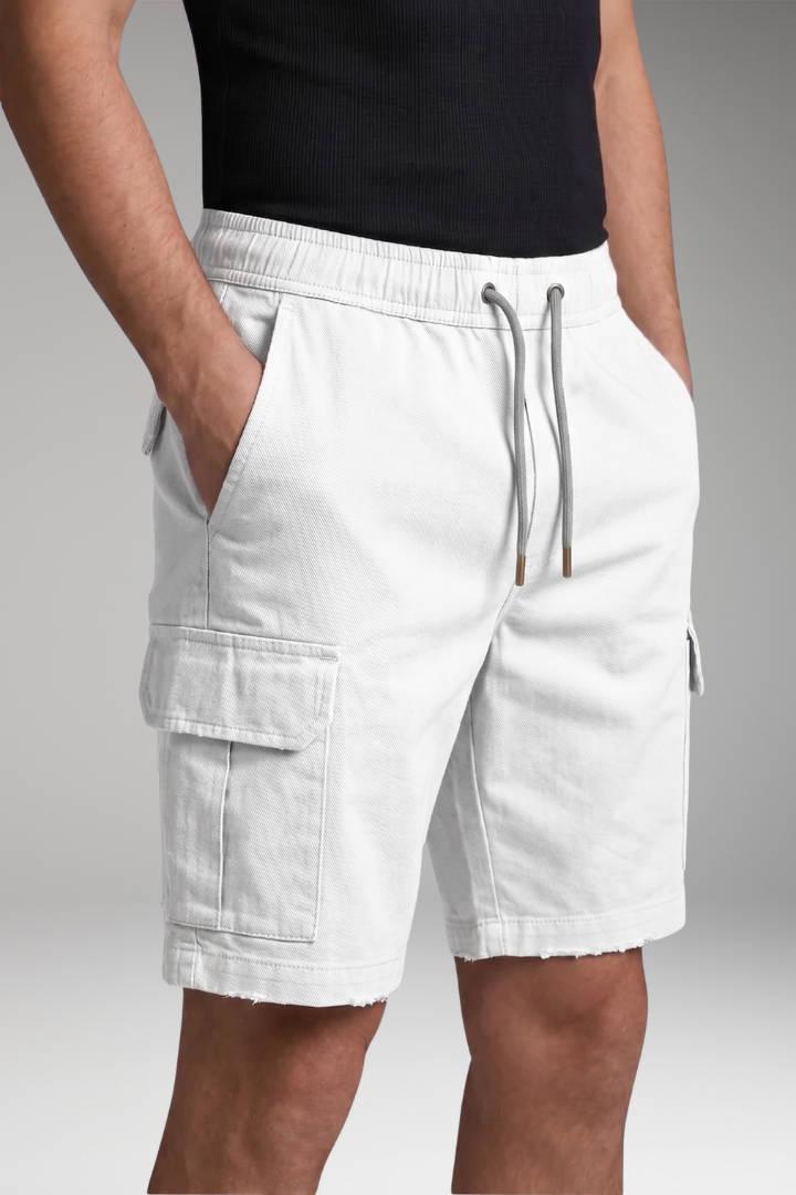 Men's Cargo Shorts with Elastic Waistband and Cargo Pocket