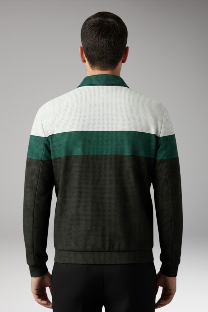Men's Jacket with Textured Design and Contrast Stripes