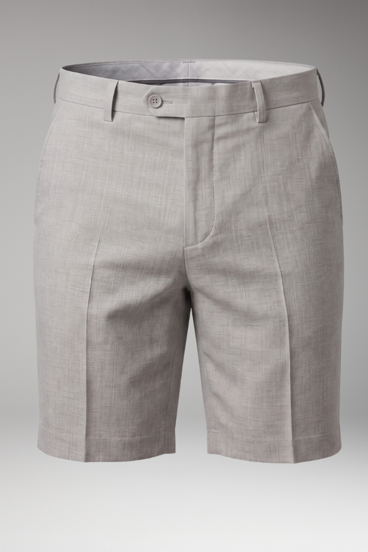 Men's Pleated Shorts with Button and Zipper Closure