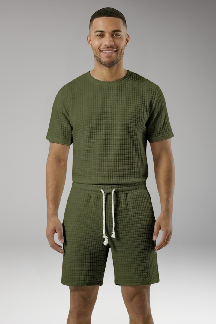 Men's Shorts with Raised Grid Textured Surface for Everyday Wear