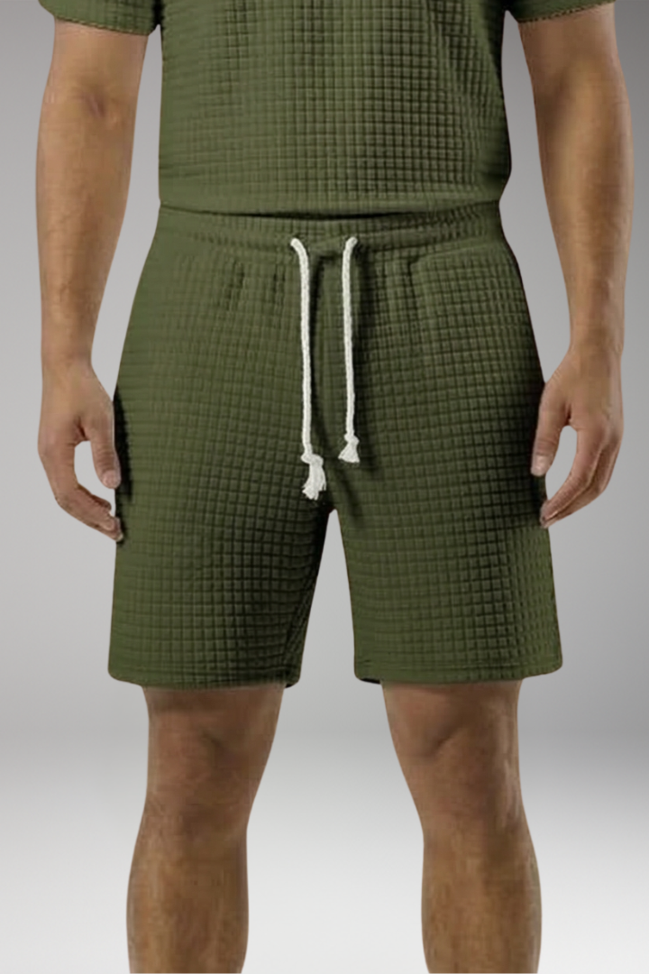 Men's Shorts with Raised Grid Textured Surface for Everyday Wear