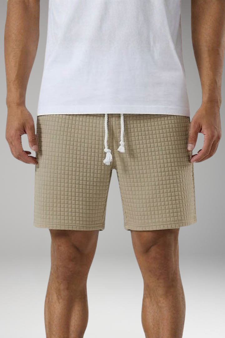 Men's Shorts with Raised Grid Textured Surface for Everyday Wear