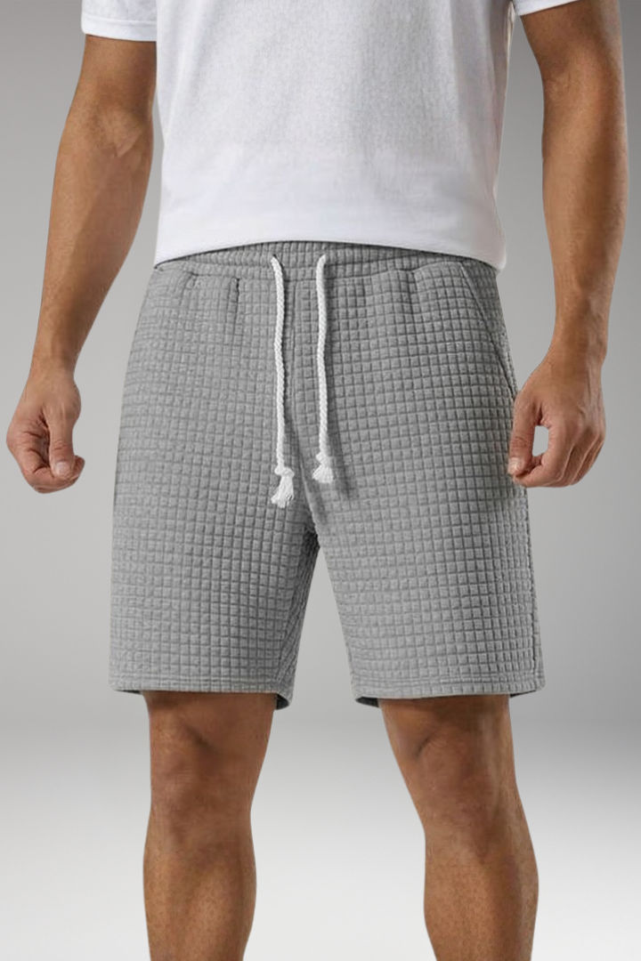 Men's Shorts with Raised Grid Textured Surface for Everyday Wear