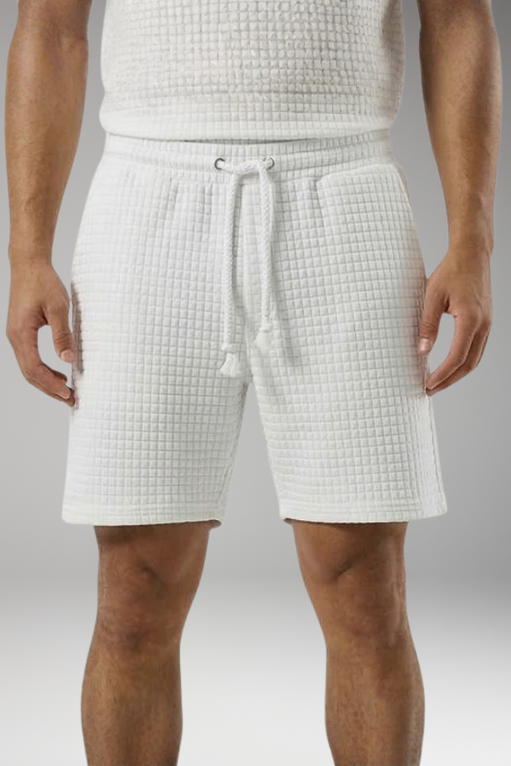 Men's Shorts with Raised Grid Textured Surface for Everyday Wear