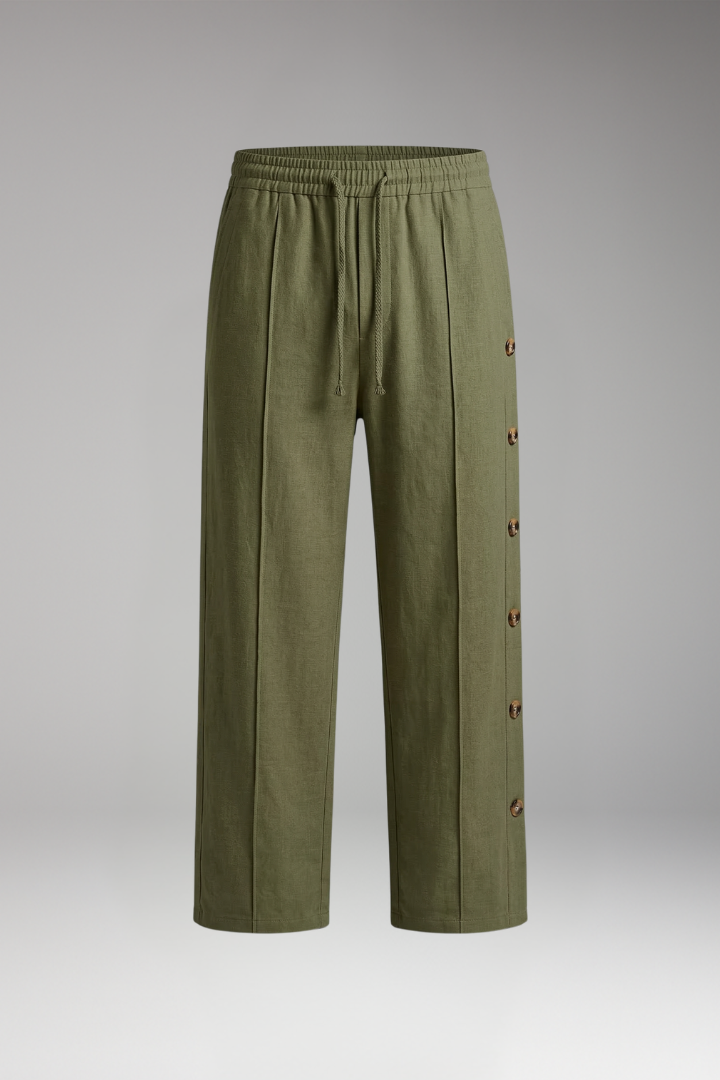 Men's Straight-Leg Trousers with Elastic Waistband for Everyday Wear