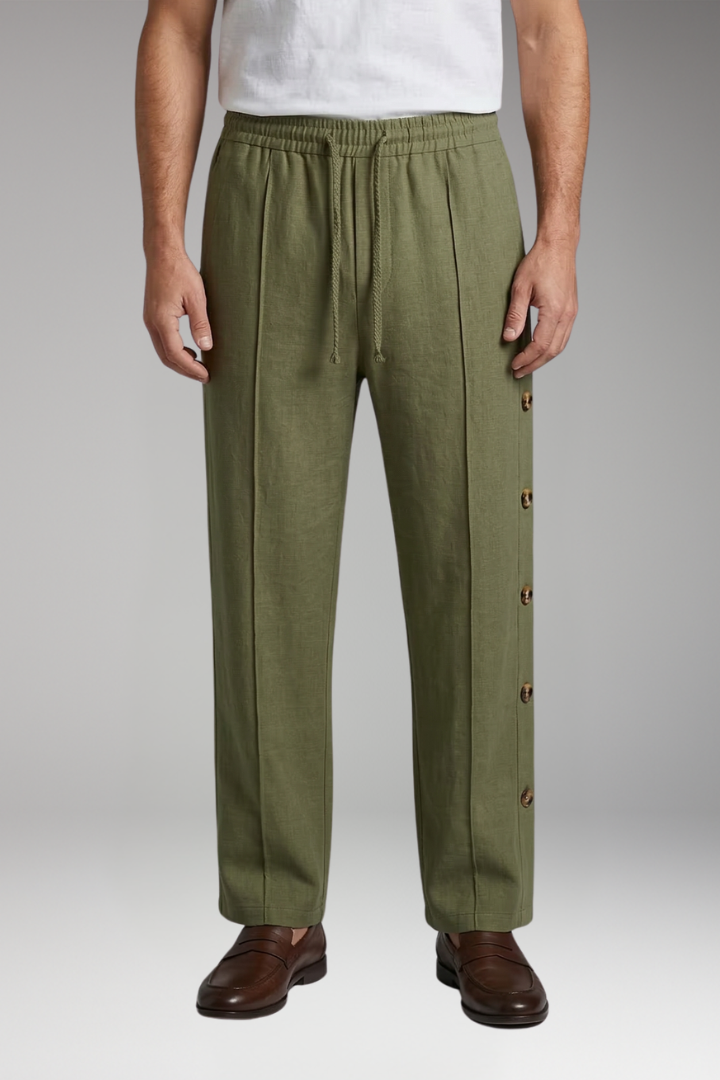 Men's Straight-Leg Trousers with Elastic Waistband for Everyday Wear