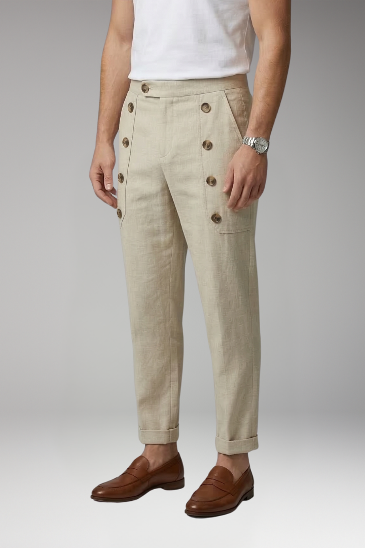 Men's Straight-Leg Trousers with Elastic Waistband for Everyday Wear