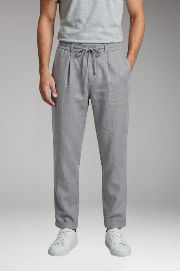 Men's Straight-Leg Trousers with Elastic Waistband for Everyday Wear