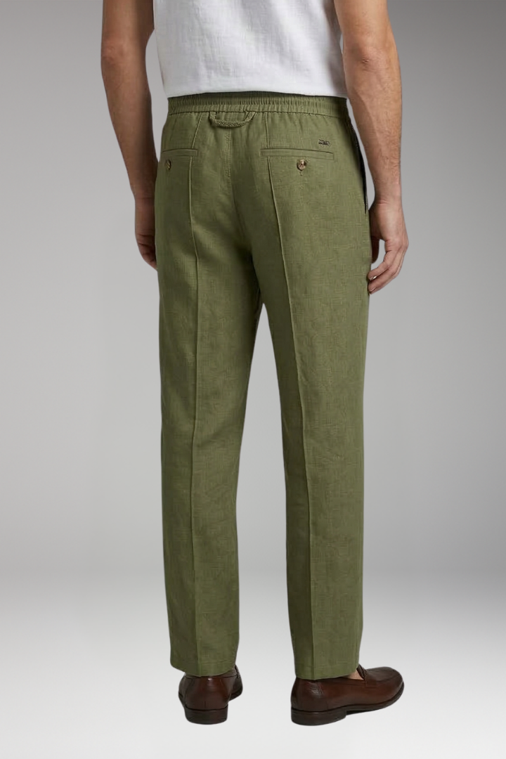 Men's Straight-Leg Trousers with Elastic Waistband for Everyday Wear