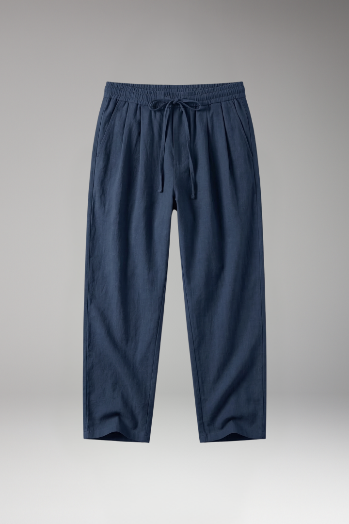 Men's Straight-Leg Trousers with Elastic Waistband for Everyday Wear