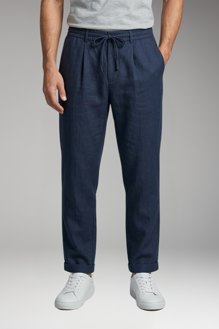 Men's Straight-Leg Trousers with Elastic Waistband for Everyday Wear