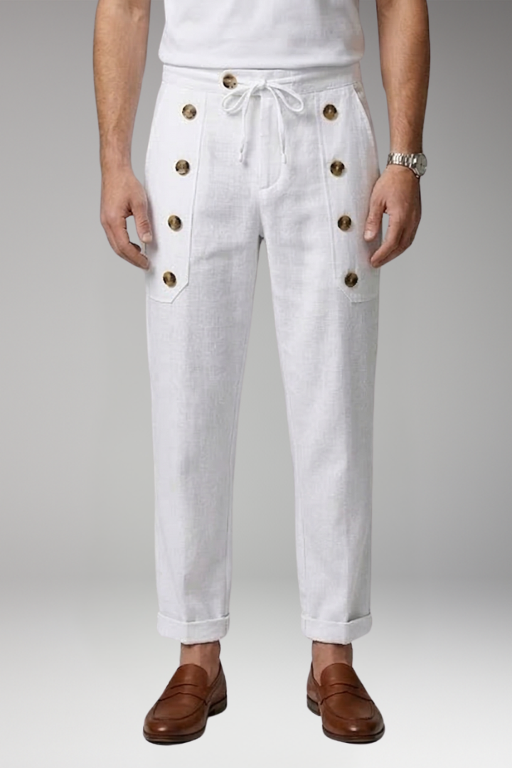 Men's Straight-Leg Trousers with Elastic Waistband for Everyday Wear