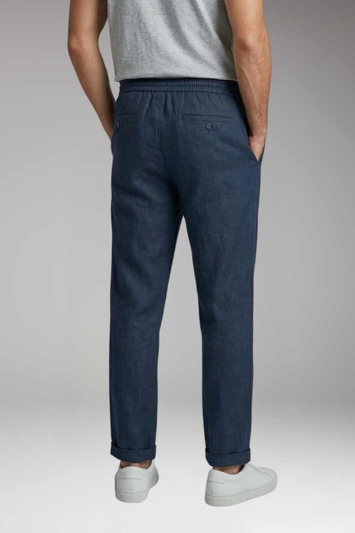 Men's Straight-Leg Trousers with Elastic Waistband for Everyday Wear