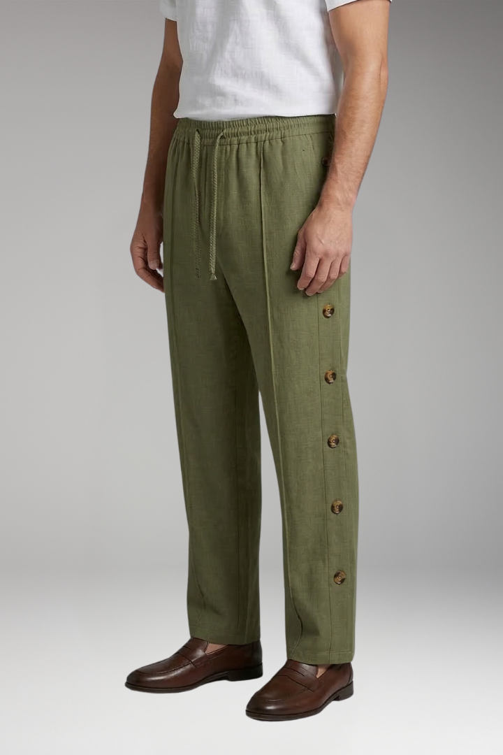 Men's Straight-Leg Trousers with Elastic Waistband for Everyday Wear