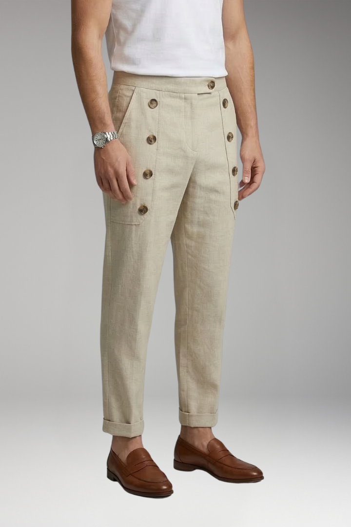 Men's Straight-Leg Trousers with Elastic Waistband for Everyday Wear
