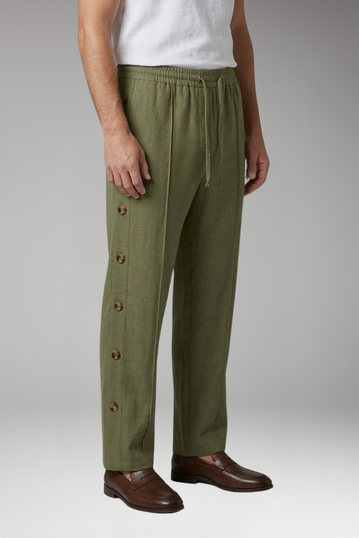Men's Straight-Leg Trousers with Elastic Waistband for Everyday Wear
