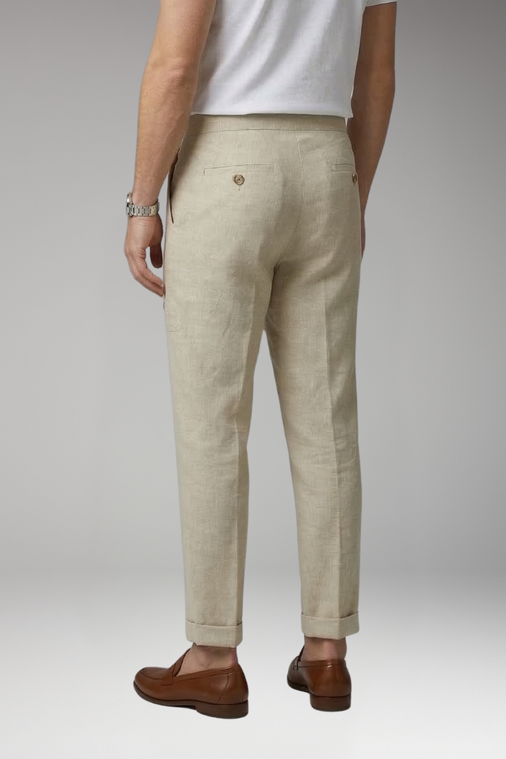 Men's Straight-Leg Trousers with Elastic Waistband for Everyday Wear