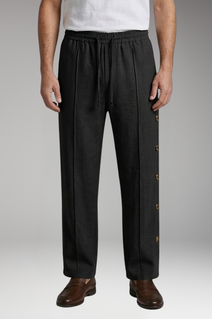 Men's Straight-Leg Trousers with Elastic Waistband for Everyday Wear