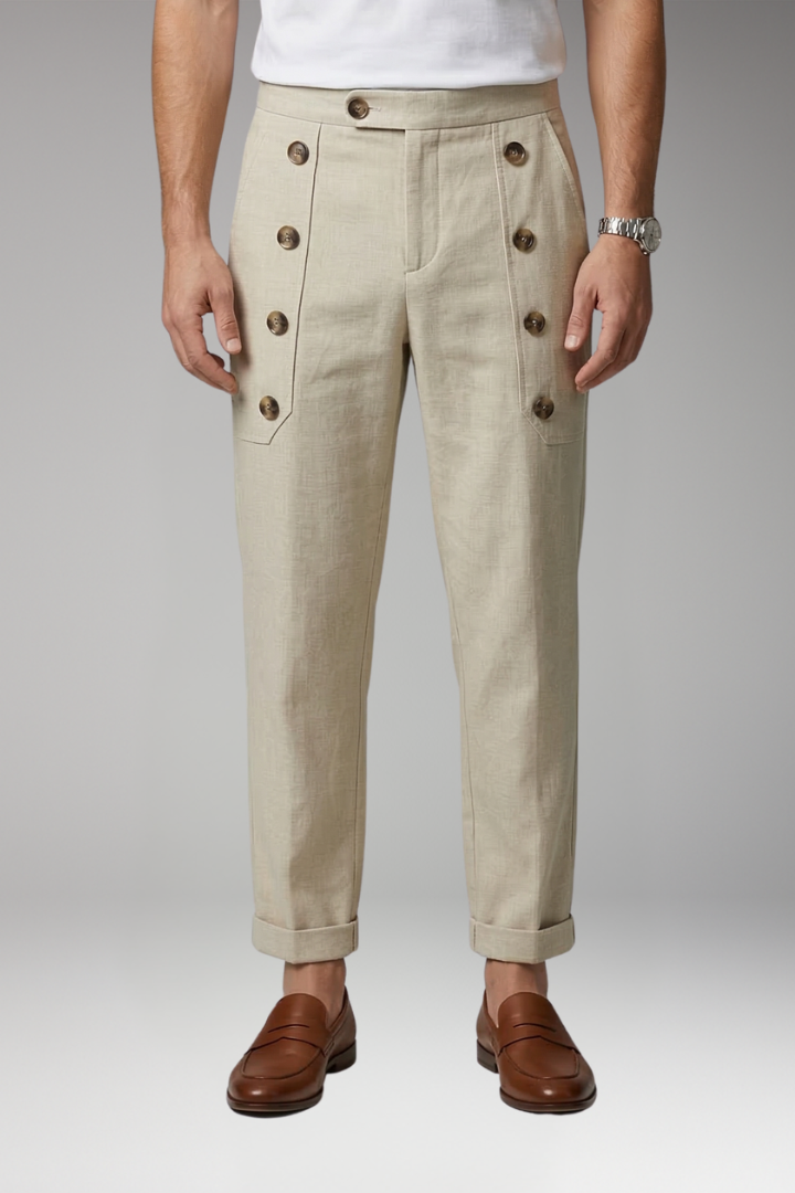 Men's Straight-Leg Trousers with Elastic Waistband for Everyday Wear