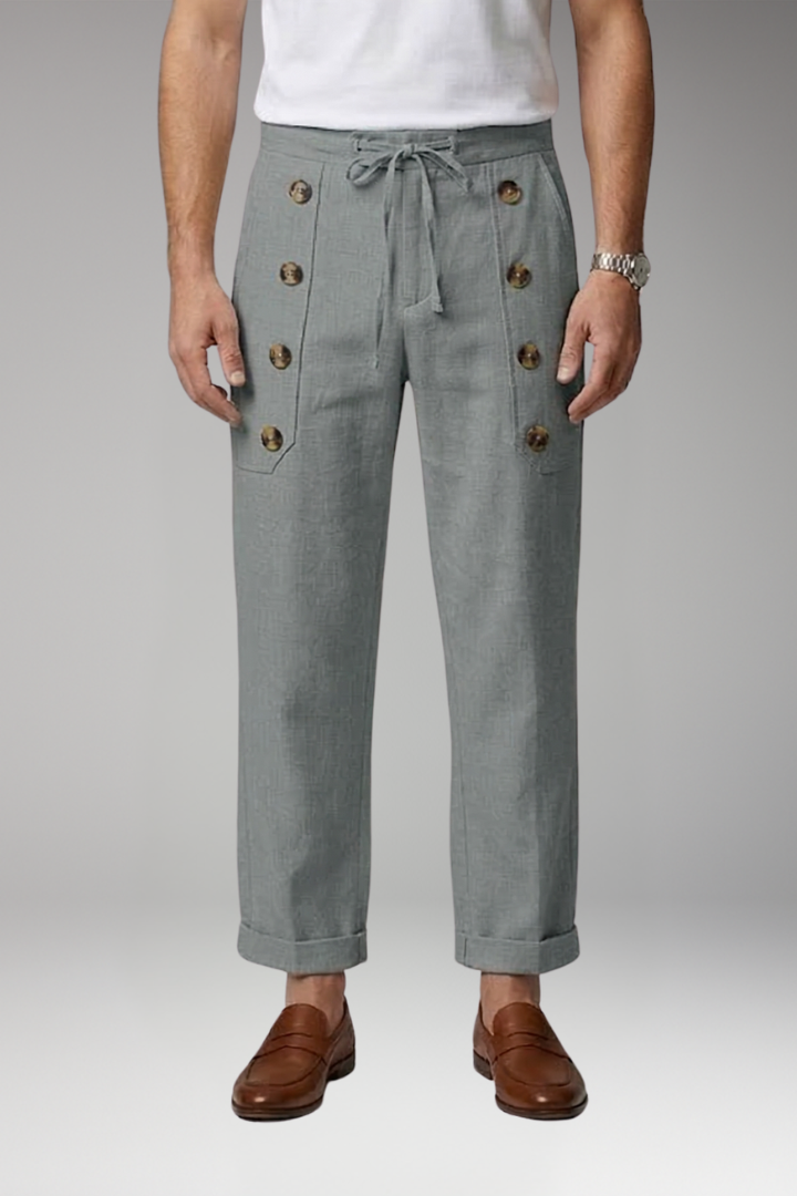 Men's Straight-Leg Trousers with Elastic Waistband for Everyday Wear