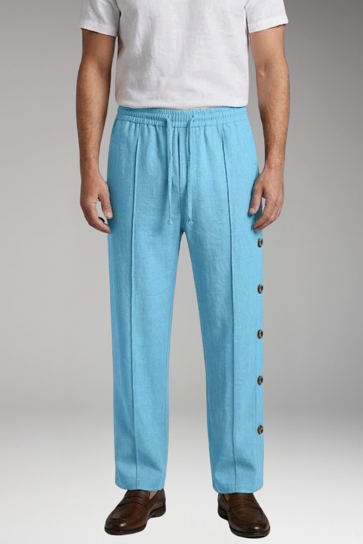 Men's Straight-Leg Trousers with Elastic Waistband for Everyday Wear