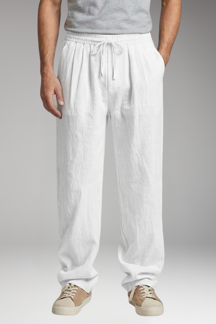 Men's Straight-Leg Trousers with Elastic Waistband for Everyday Wear
