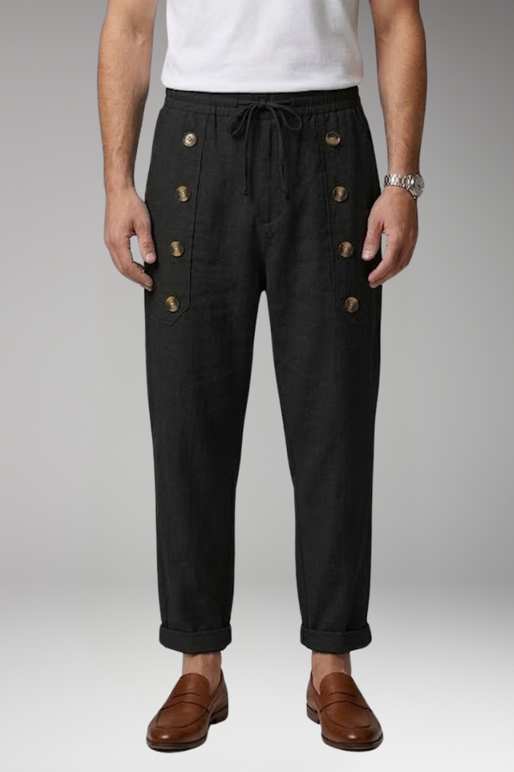 Men's Straight-Leg Trousers with Elastic Waistband for Everyday Wear