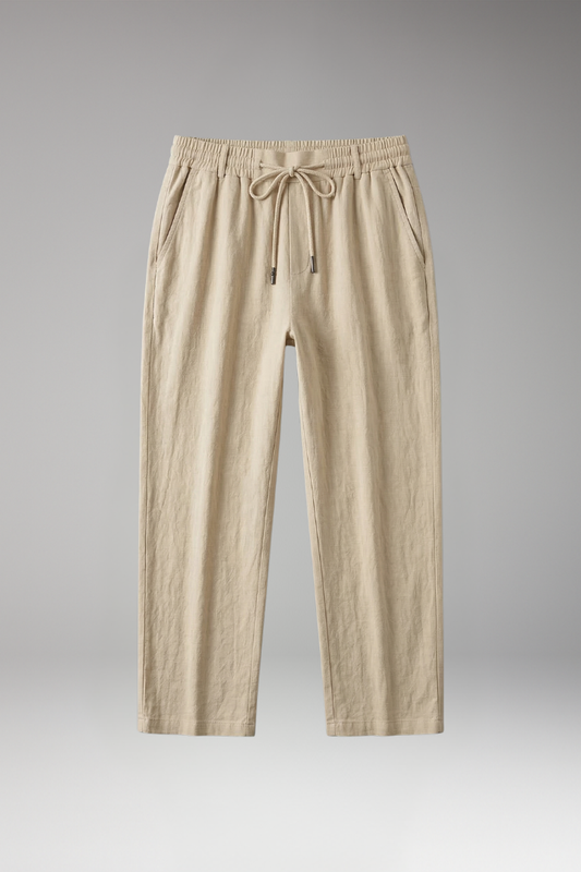 Men's Straight Leg Trousers with Elastic Waistband for Everyday Wear