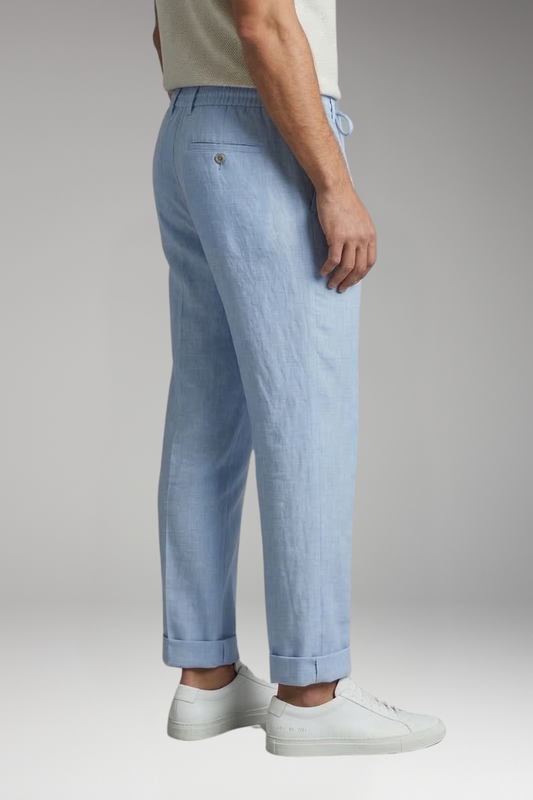 Men's Straight Leg Trousers with Elastic Waistband for Everyday Wear