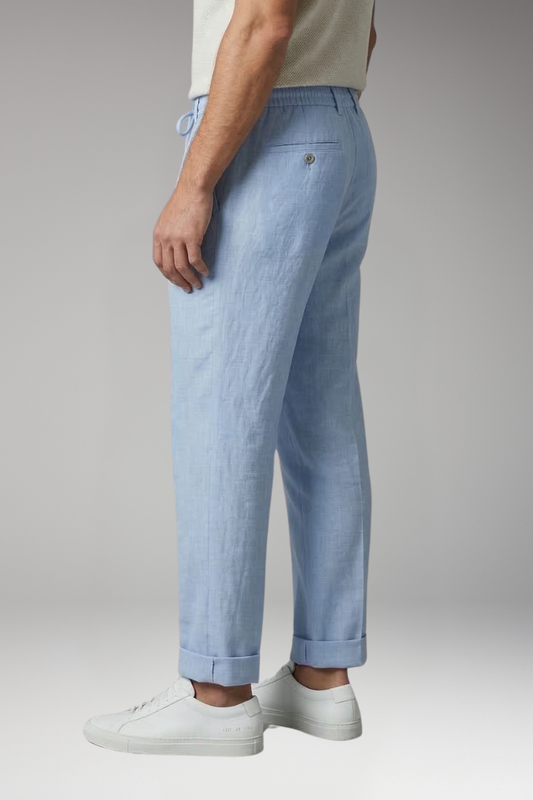 Men's Straight Leg Trousers with Elastic Waistband for Everyday Wear