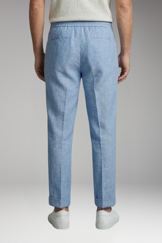 Men's Straight Leg Trousers with Elastic Waistband for Everyday Wear