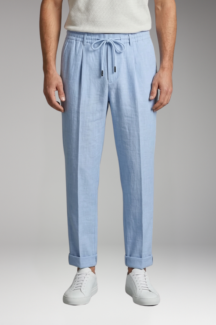Men's Straight Leg Trousers with Elastic Waistband for Everyday Wear