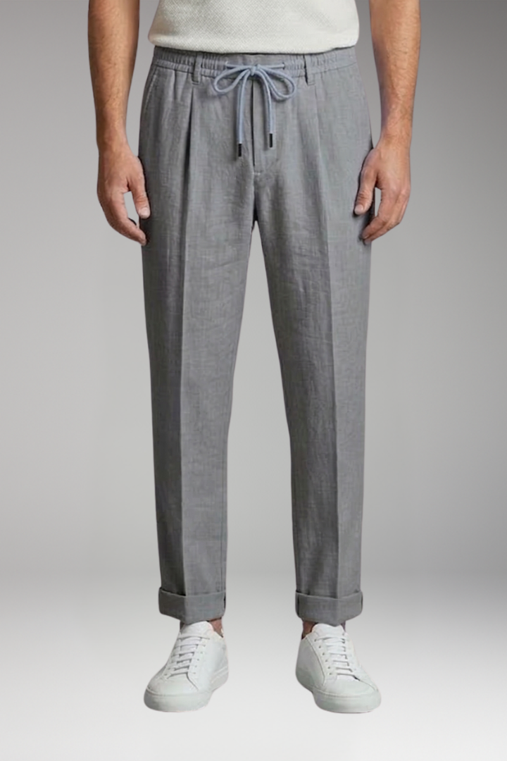 Men's Straight Leg Trousers with Elastic Waistband for Everyday Wear