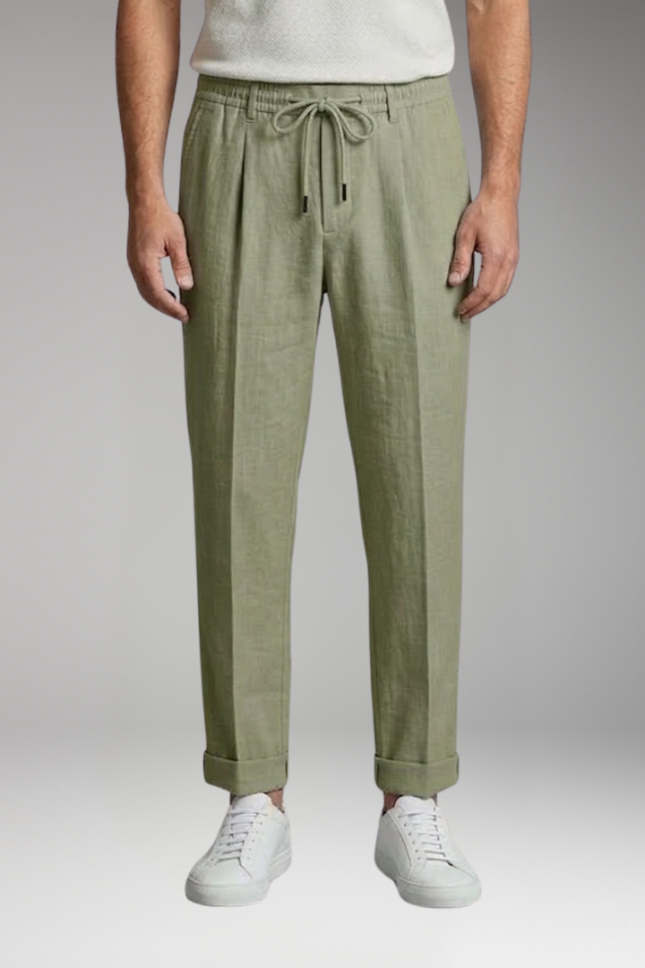 Men's Straight Leg Trousers with Elastic Waistband for Everyday Wear