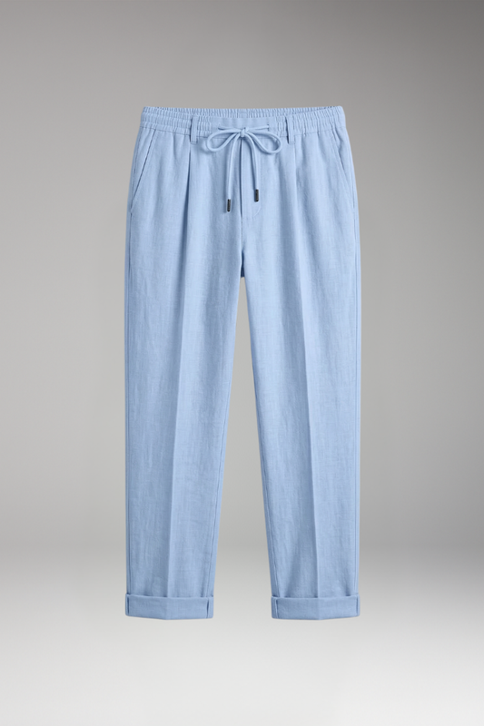 Men's Straight Leg Trousers with Elastic Waistband for Everyday Wear
