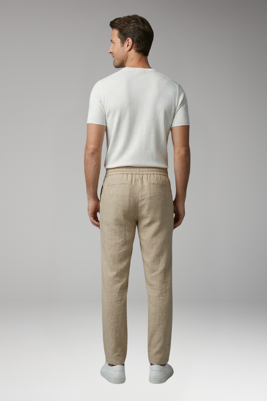 Men's Straight Leg Trousers with Elastic Waistband for Everyday Wear