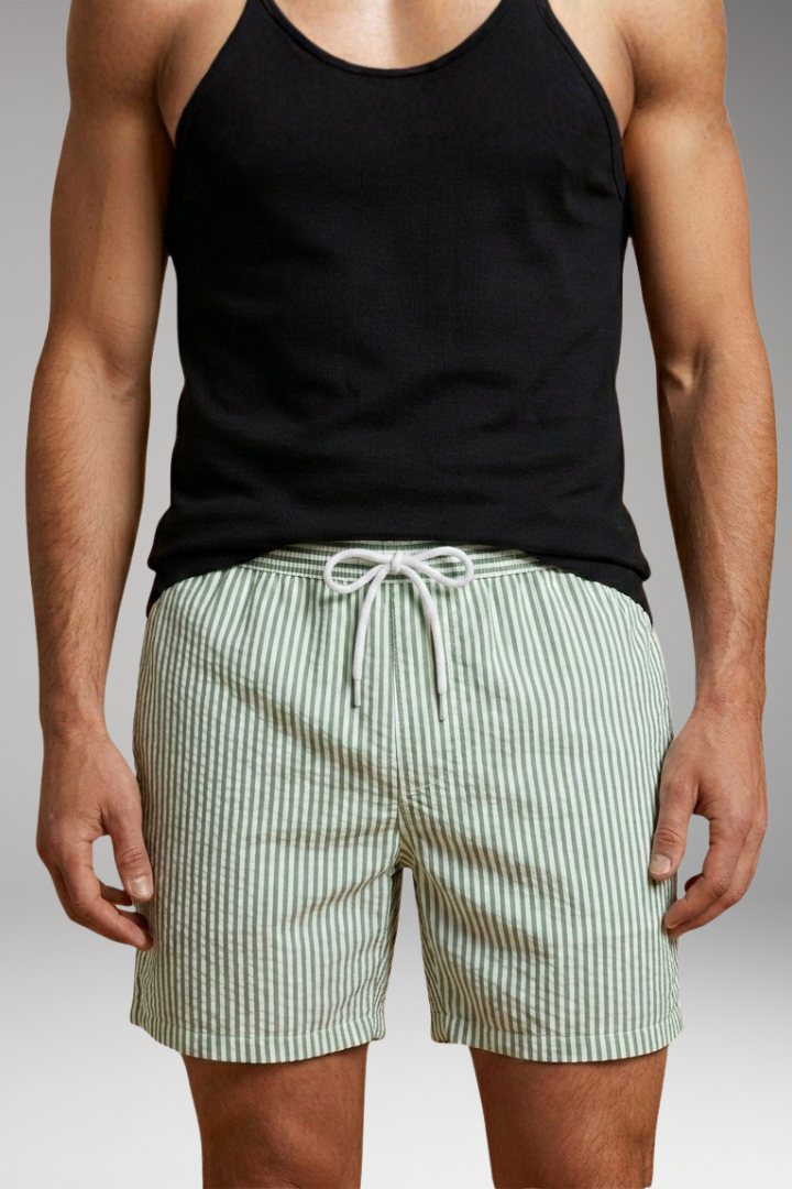 Men's Swim Shorts with Elastic Waistband and Drawstring