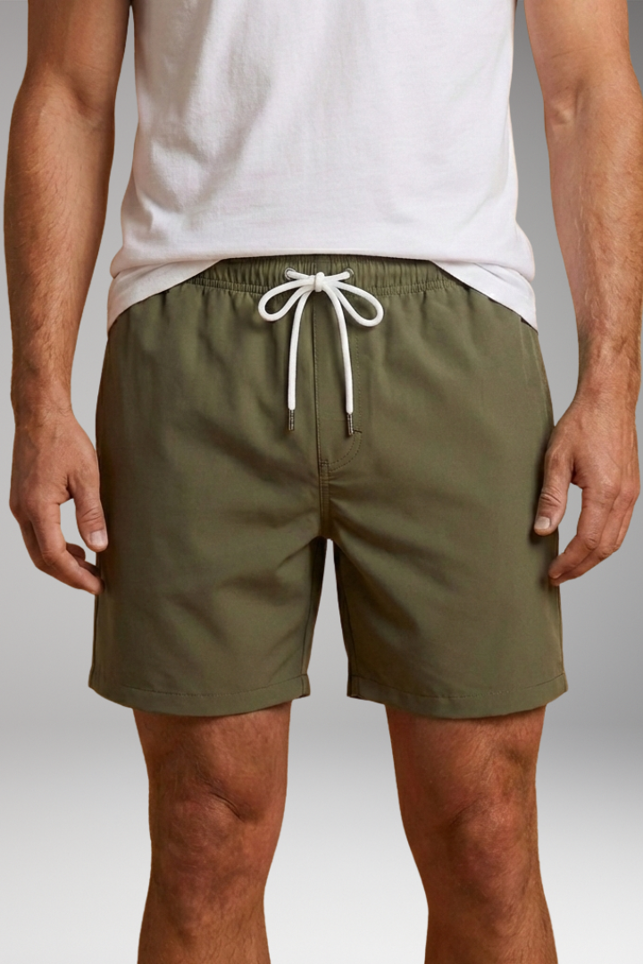 Men's Swim Shorts with Elastic Waistband and Side Pockets