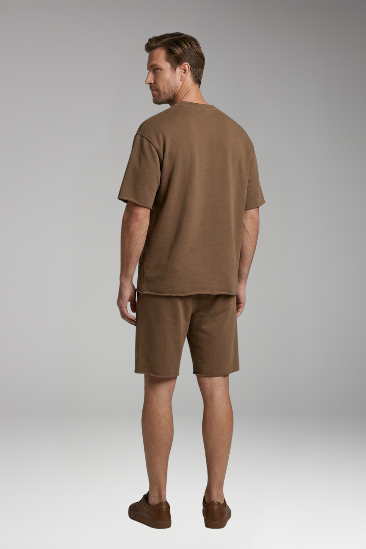 Men's Two-Piece Set with Oversized Shirt and Drawstring Shorts