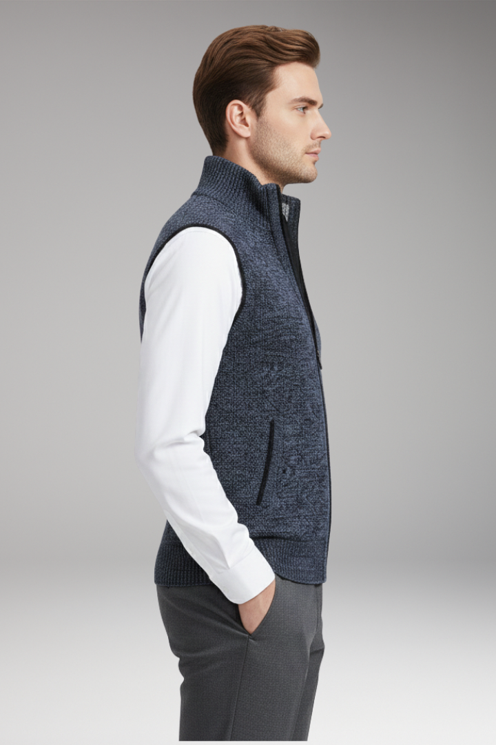 Men's Vest with Zip Closure and Straight Profile