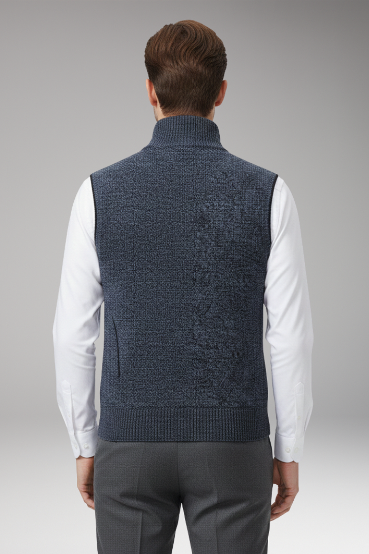 Men's Vest with Zip Closure and Straight Profile