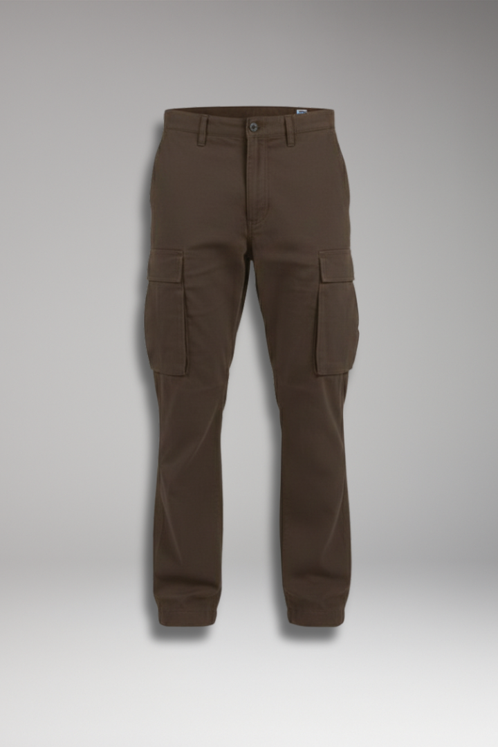 Men's Cargo Pants with Drawstring Waist and Multiple Pockets