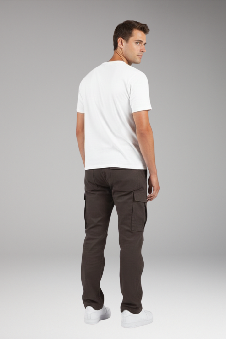 Men's Cargo Pants with Drawstring Waist and Multiple Pockets